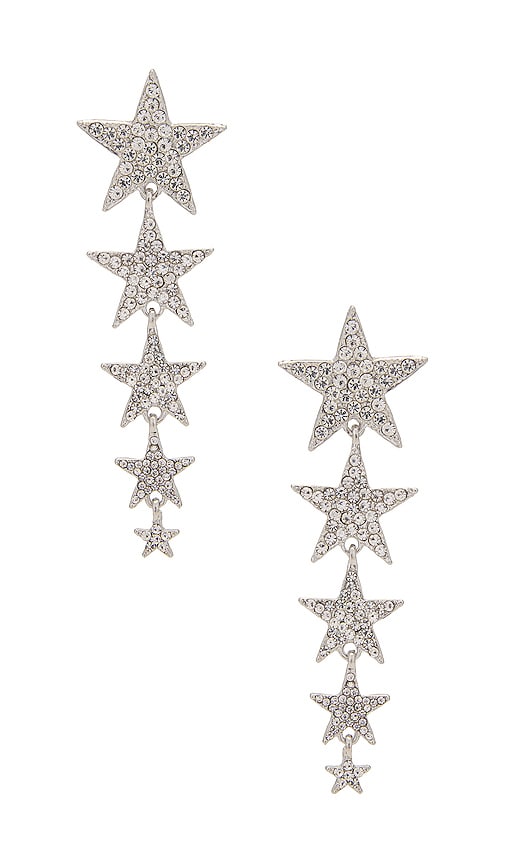 Falling Star Earrings in Metallic Silver.
