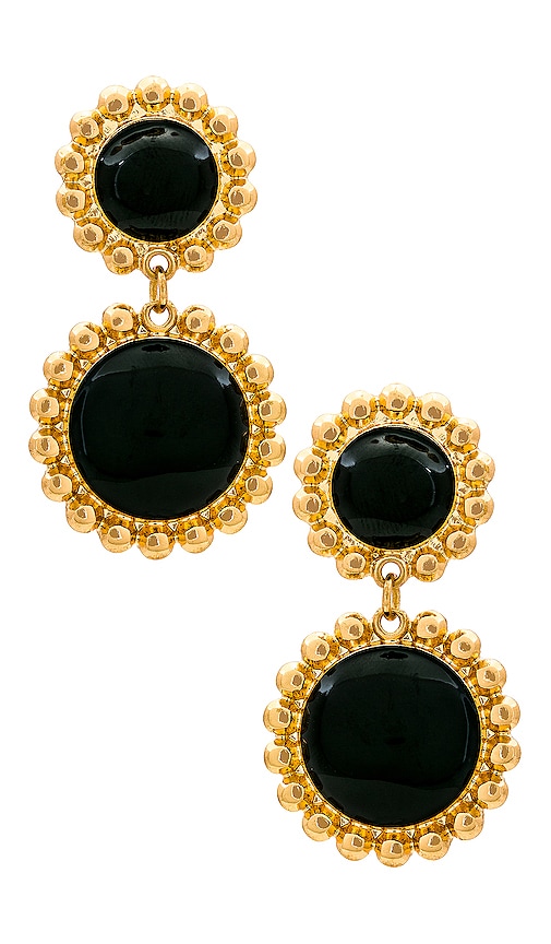 Circle Drop Earring in Black.