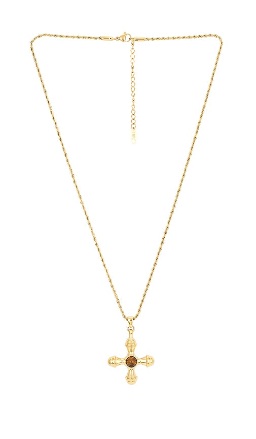 Cross Pendant Necklace in Metallic Gold.