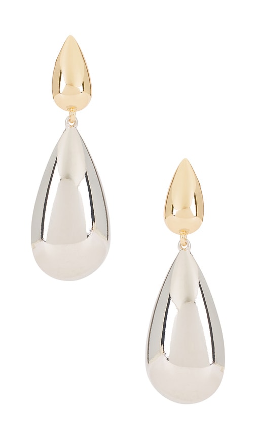 Delia Drop Earrings in Metallic Silver.