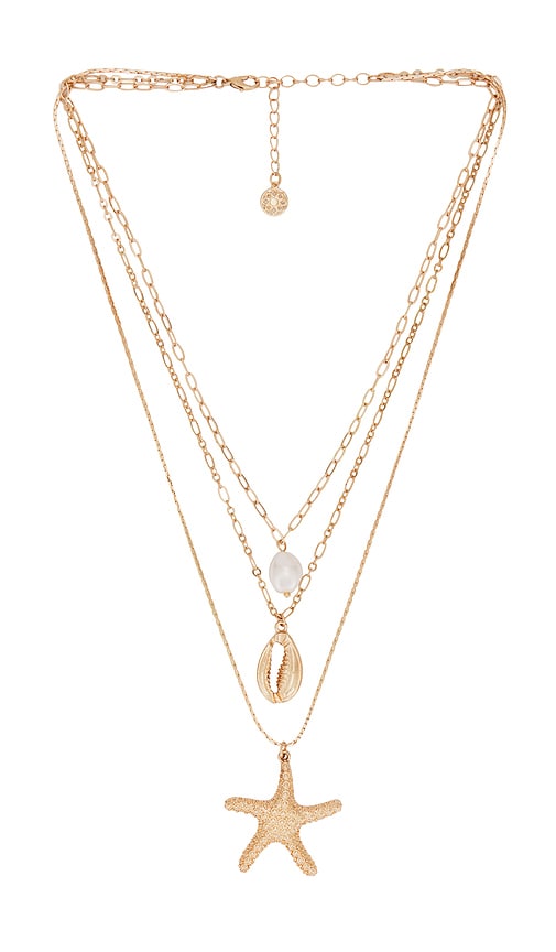 Cove Layered Charm Necklace in Metallic Gold.