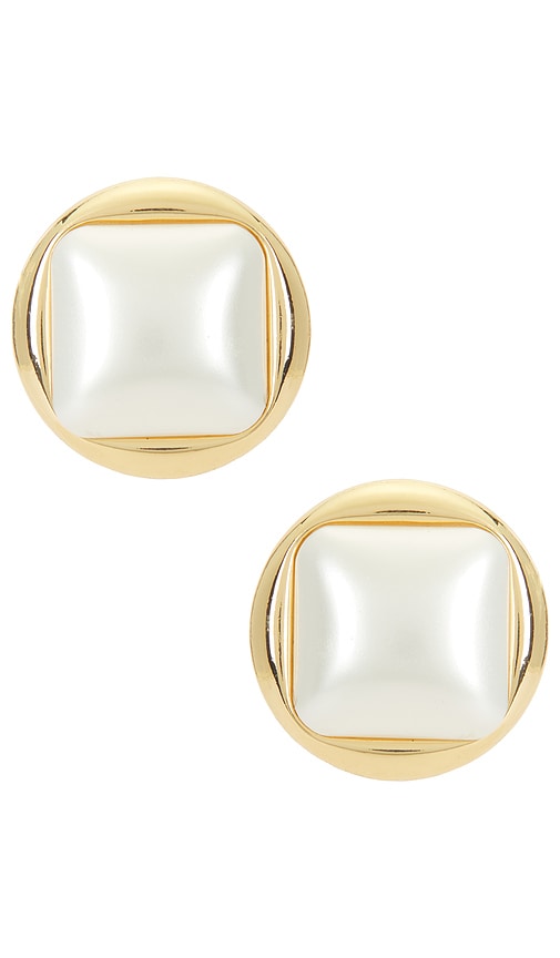 Stud Earrings in Metallic Gold.