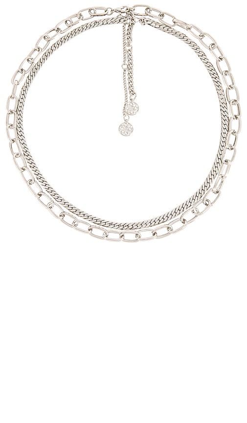 Brielle Lariat in Metallic Silver.