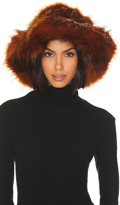 The Emily Faux Fur Hat in Brown.