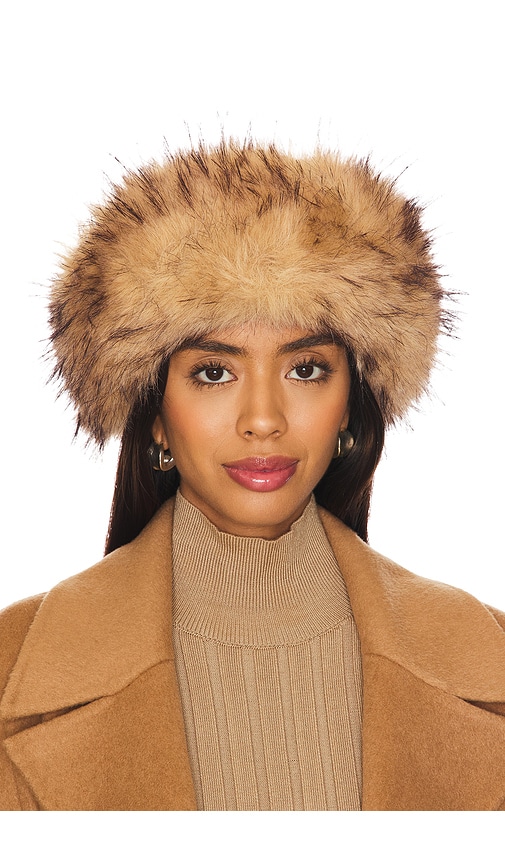 The Esme Faux Fur Hat in Brown.