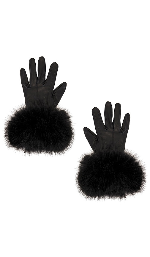 The Leather Faux Fur Glove in Black.
