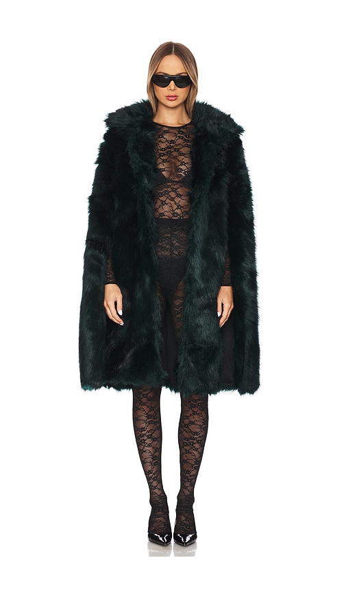 The Naomi Faux Fur Coat in Dark Green. - size M (also in L, S)