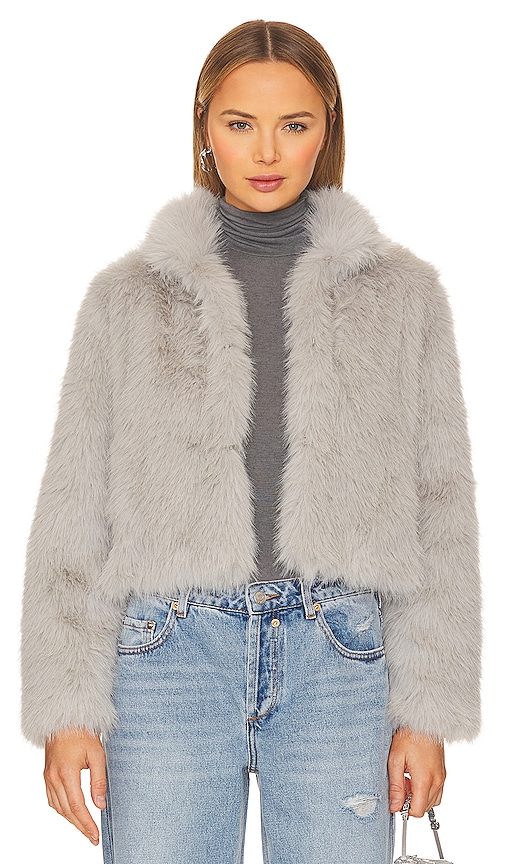 Faux Fox Fur Jacket in Light Grey. - size S (also in M)