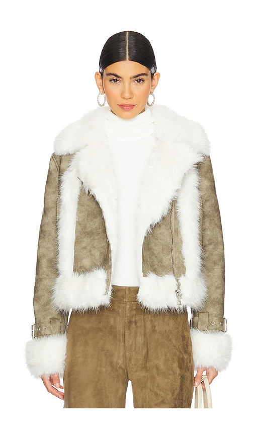 Jay Distressed Bonded Coat in Olive. - size XXL (also in M, S, XS)