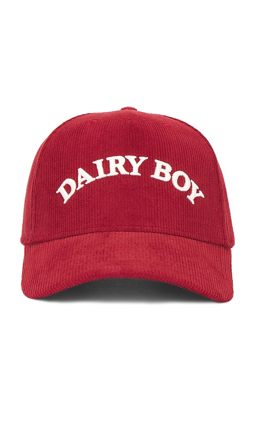 Arch Corduroy Trucker Hat in Red.