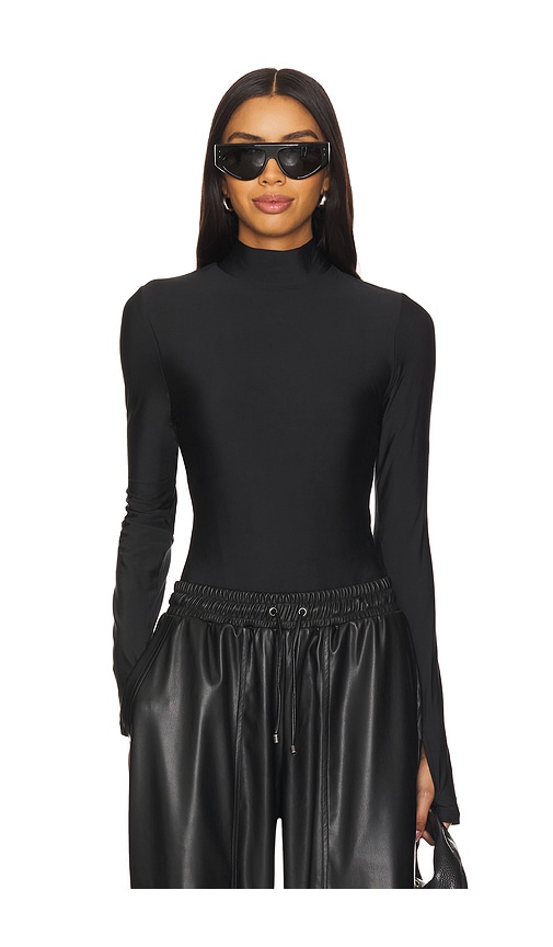 x Mona Kattan Mock Neck Bodysuit in Black. - size XS (also in L, M, S, XL)