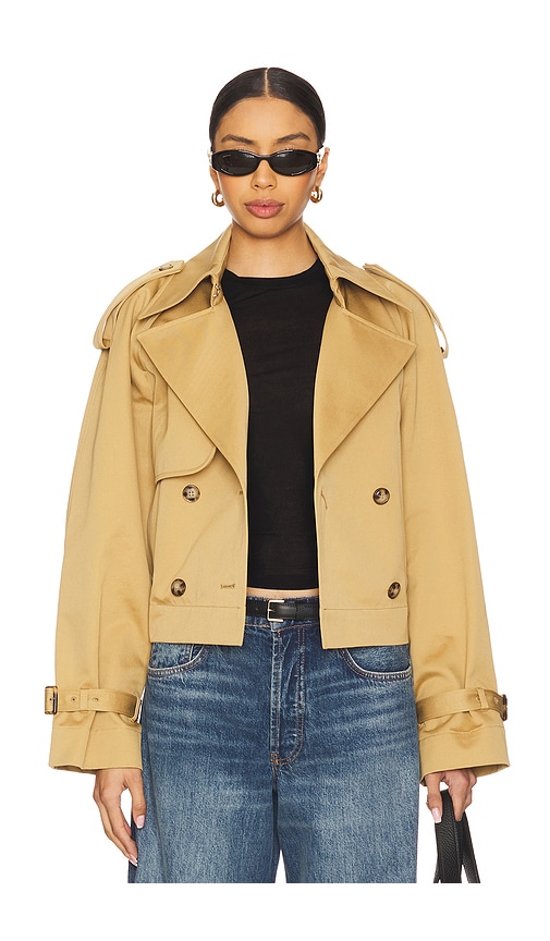 Jessica Cropped Trench Coat in Tan. - size 40/6 (also in 34/0, 36/2, 38/4)