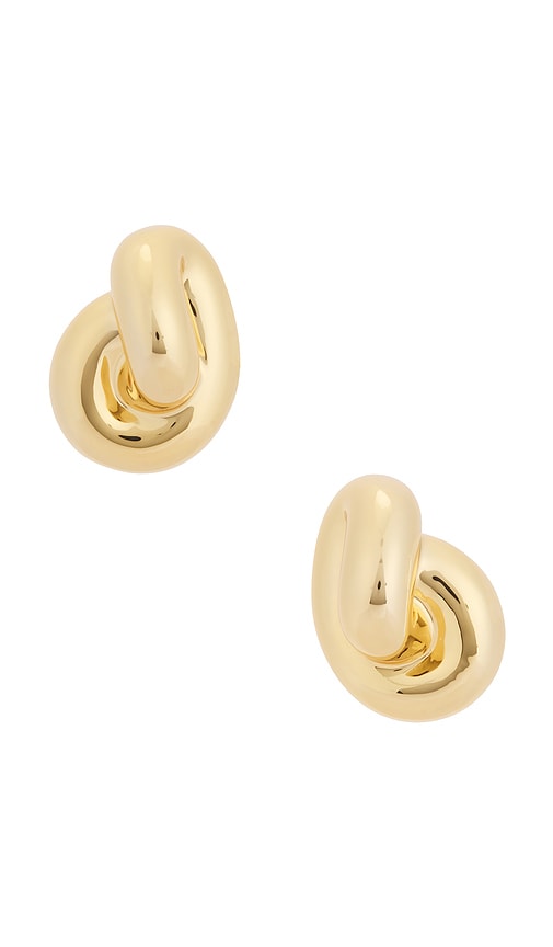 Small Knot Stud Earrings in Metallic Gold.