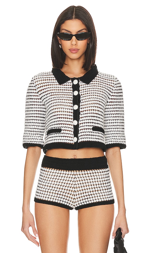 X Revolve Crochet Cropped Cardigan in White. - size S (also in L)