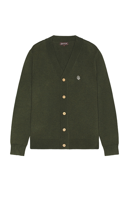 Monogram Cardigan in Dark Green. - size XXL/2X (also in L, M, S, XL/1X)