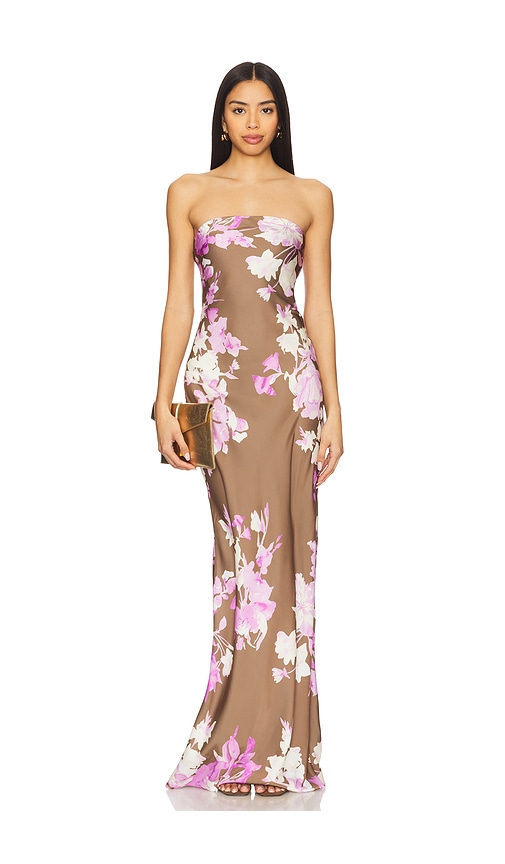 Maxi Strapless Dress in Brown,Lavender. - size XS (also in XXS)