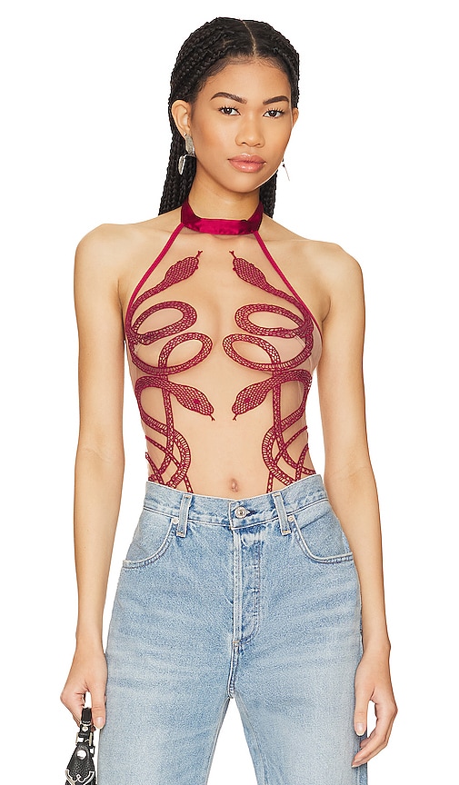 Thistle And Spire Medusa Bodysuit In Oxblood